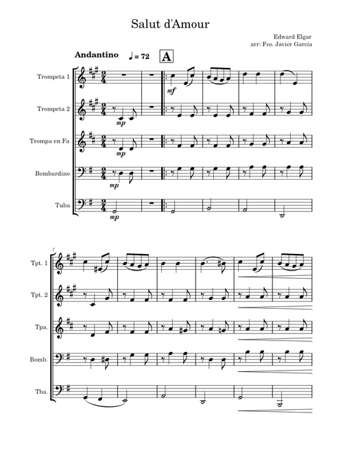 Salut d'amour, Op.12 – Edward Elgar Salut d´Amore brass quintet