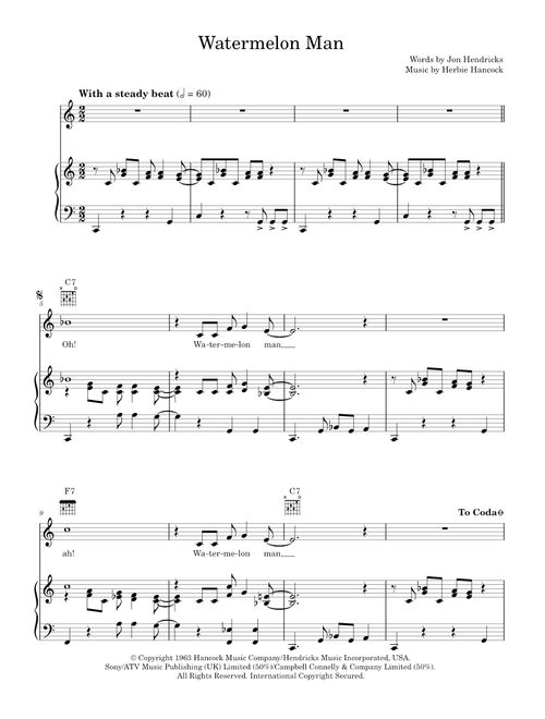 Watermelon man - Herbie Hancock (Piano-Vocal-Guitar (Piano Accompaniment))