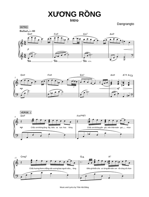Xương Rồng (Intro) - Dangrangto (Piano)