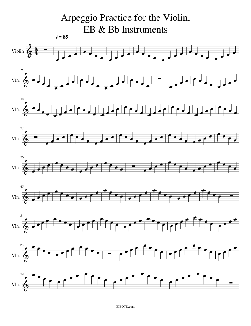 Eb Bb C Violin Arpeggio III Practice for C Bb and Eb Instruments Sheet