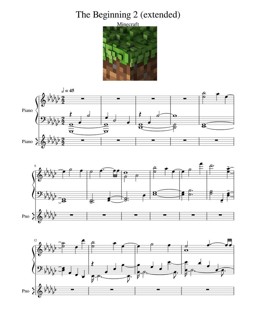 Beginning 2 - Minecraft - extended Sheet Music for Piano (Piano Duo ...