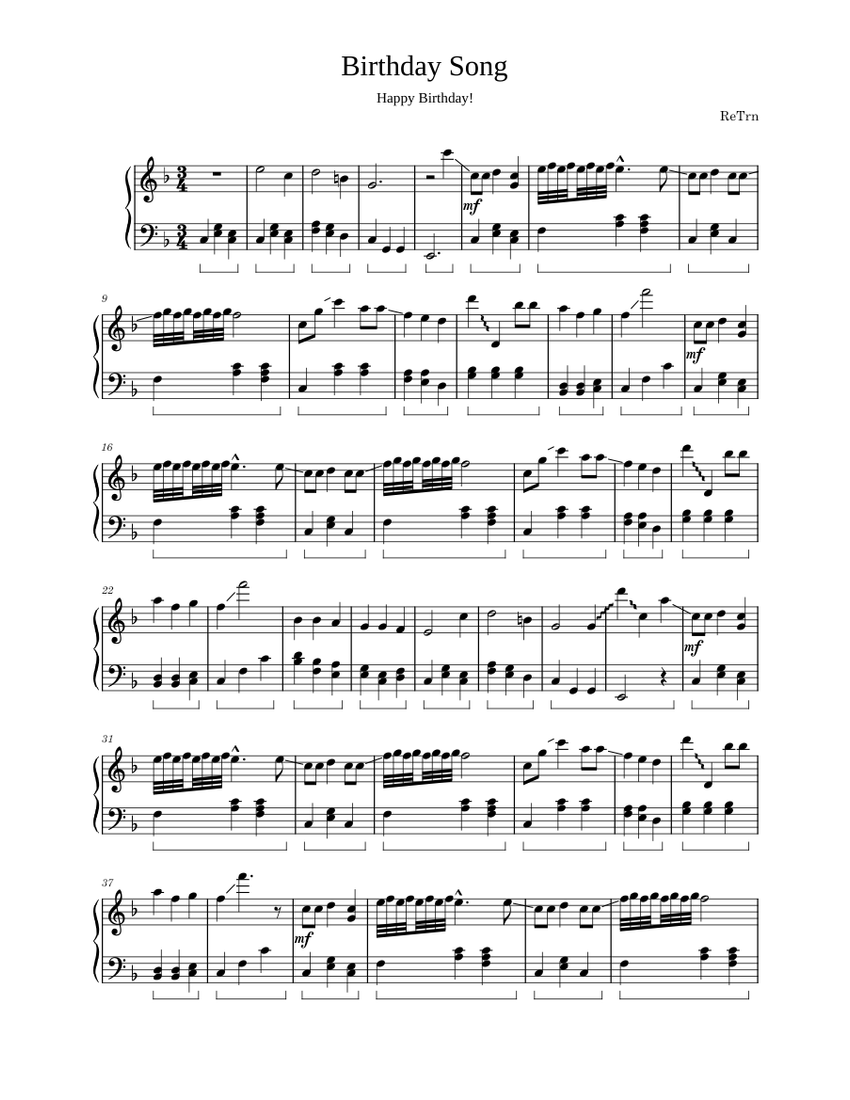 Happy Birthday to You Misc Traditional Birthday_Song Sheet music for