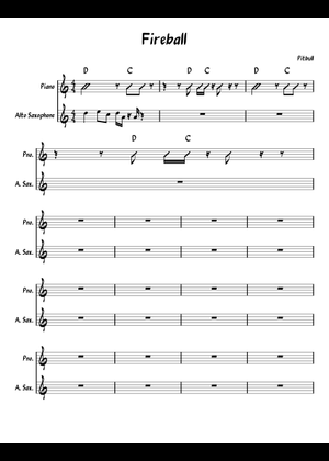 Play Official version of Fireball Sheet Music by Pitbull for Piano ...