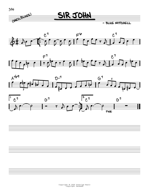 Sir John - Blue Mitchell (Real Book - Melody-Chords)