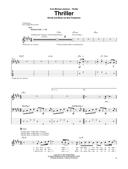 Thriller - Michael Jackson (Bass Tab)