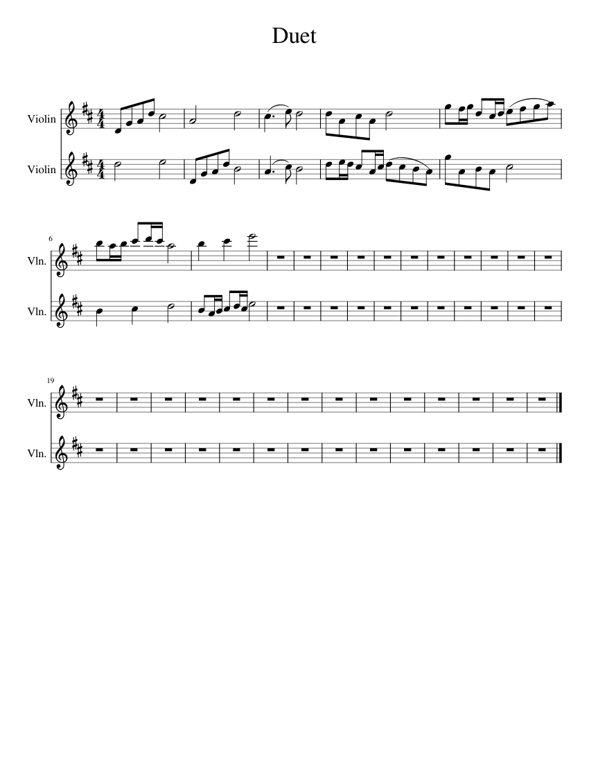 Violin Duet Sheet music for Violin (String Duet) | Musescore.com