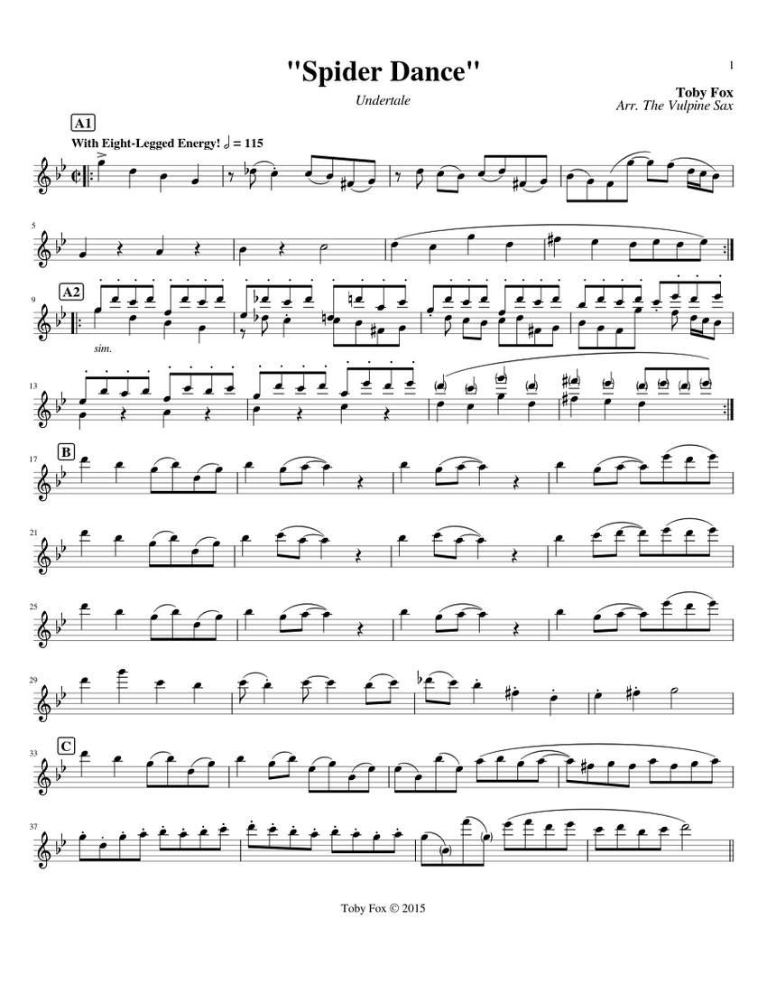Spider Dance in Bb (Advanced) Sheet music for Saxophone