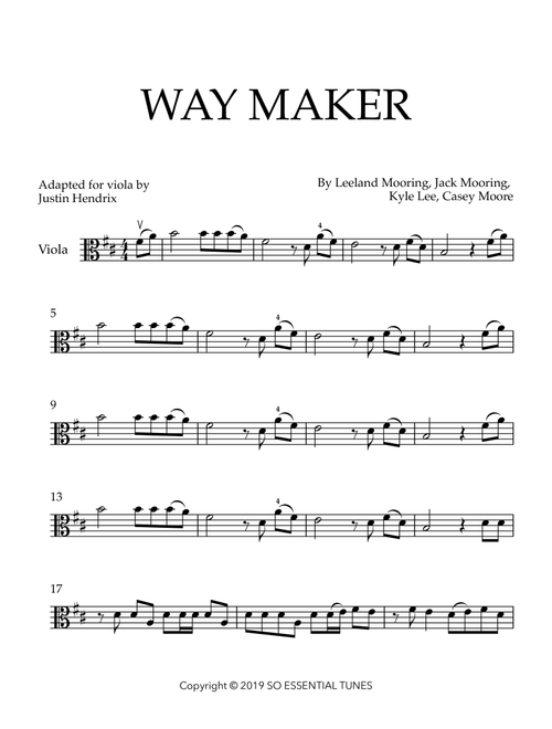 Way Maker (Arr. Justin Hendrix) - Leeland (Viola Solo)