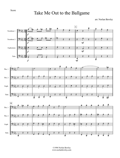 Take Me Out To The Ballgame - Low Brass Quartet (Arr. Norlan Bewley) - Traditional (Brass Ensemble)