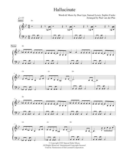 Hallucinate (Arr. Paul van der Plas) - Dua Lipa (Piano Solo)