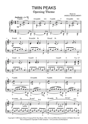 Twin peaks piano solo ツインピークス Twin Peaks Theme Sheet Music Twin peaks piano solo ツインピークス Twin Peaks Theme Sheet Music