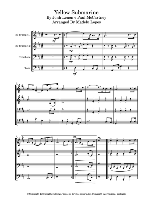 Yellow Submarine (Arr. Madelu Lopes) - The Beatles (Brass Ensemble)