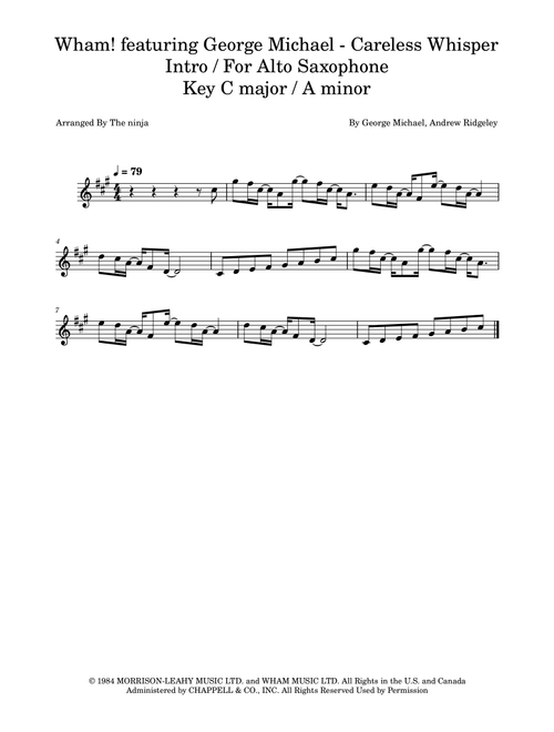 Careless Whisper (Arr. The Ninja) - Wham! featuring George Michael (Alto Sax Solo)