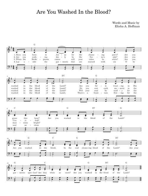 Are You Washed in the Blood? - for 2-octave handbell choir - Rev. Elisha A. Hoffman