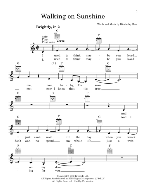 Walking On Sunshine - Katrina And The Waves (Ukulele)