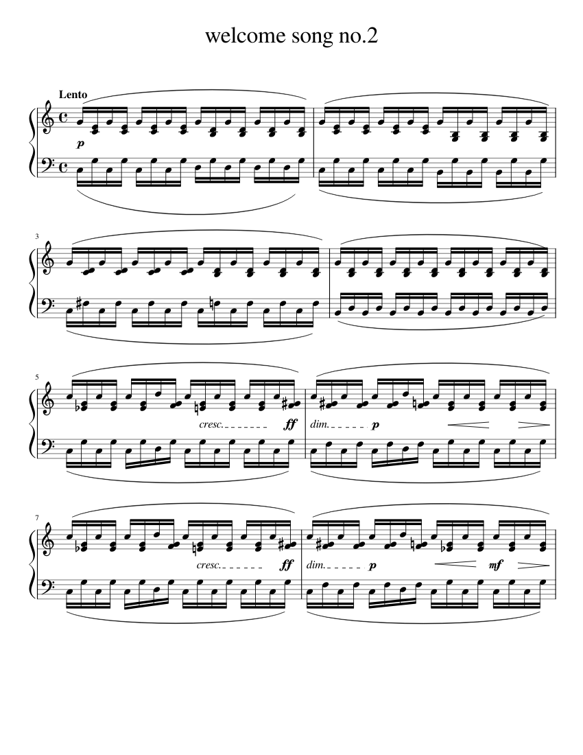 Welcome Musical Notes welcome song no.2 Sheet Music for Piano (Solo) | MuseScore.com