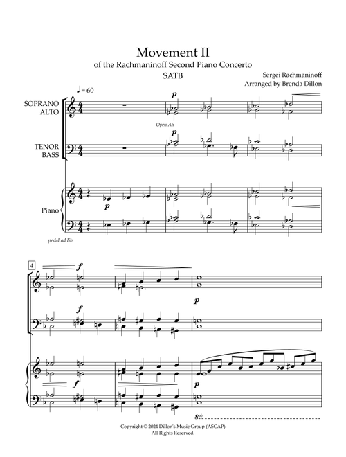 Movement II - Rachmaninoff Second Piano Concerto (Arr. Brenda Dillon) - Sergei Rachmaninoff (Choral, SATB)