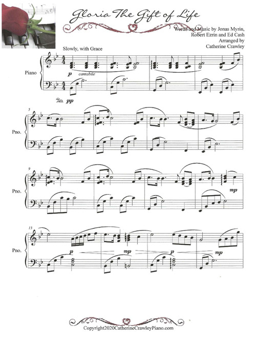 Gloria The Gift Of Life (Arr. Catherine Crawley) - Andrea Bocelli (Piano Solo)