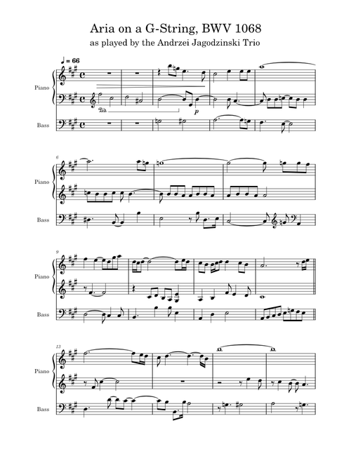 Air 'on the G string', Orchestral Suite No. 3 in D major, BWV 1068 – Johann Sebastian Bach Air 'on the G string', Orchestral Suite No. 3 in D major, BWV 1068