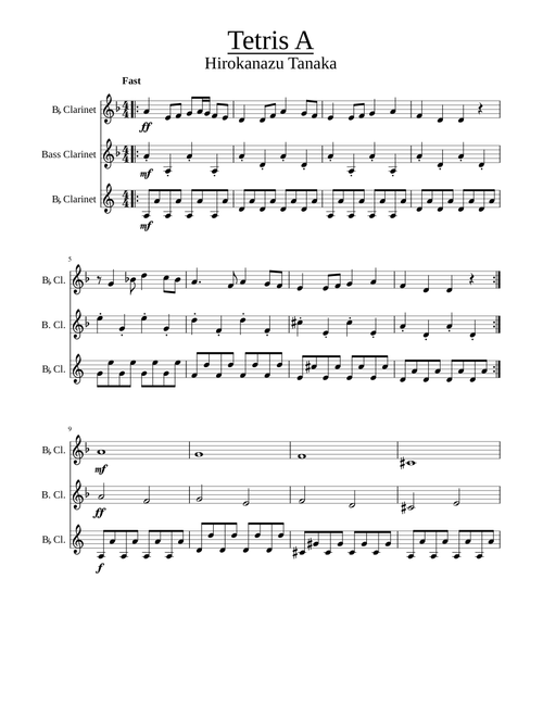 "Tetris A" Clarinet Trio