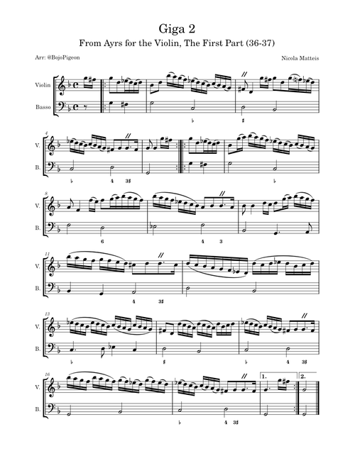 Ayrs for the Violin: The first Part: Giga 2 – Nicola Matteis