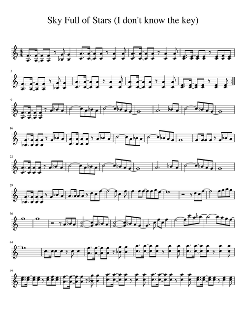 Sky Full of Stars (violin solo arr. )
