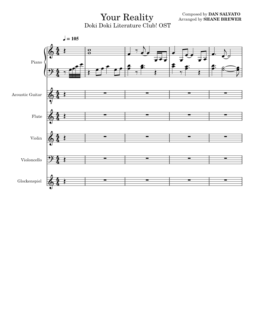 Doki Doki Literature Club! OST - Your Reality Sheet music for Piano ...