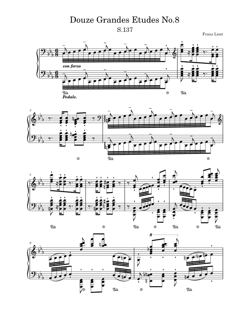 Douze Grandes Études No.8, S.137 – Franz Liszt Sheet Music For Piano ...