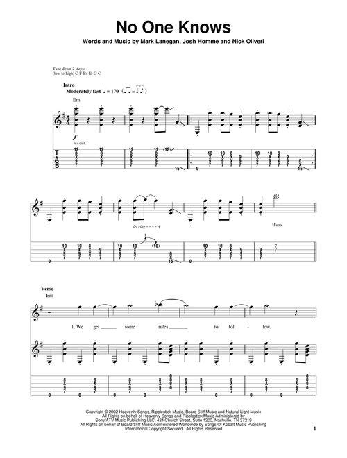 No One Knows - Queens Of The Stone Age (Guitar Tab Play-Along)