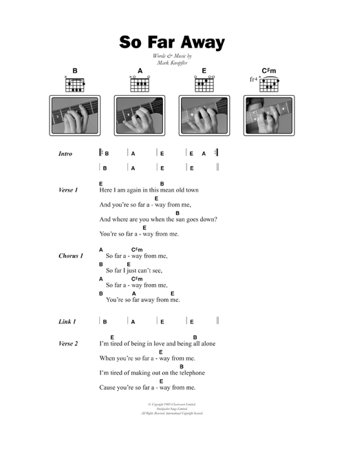 So Far Away - Dire Straits (Guitar Chords-Lyrics)