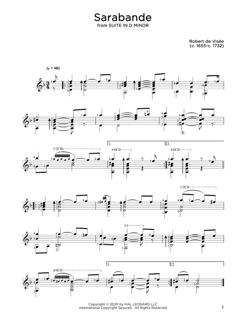 Sarabande (Ed. John Hill) - ROBERT DE VISÉE (Solo Guitar)