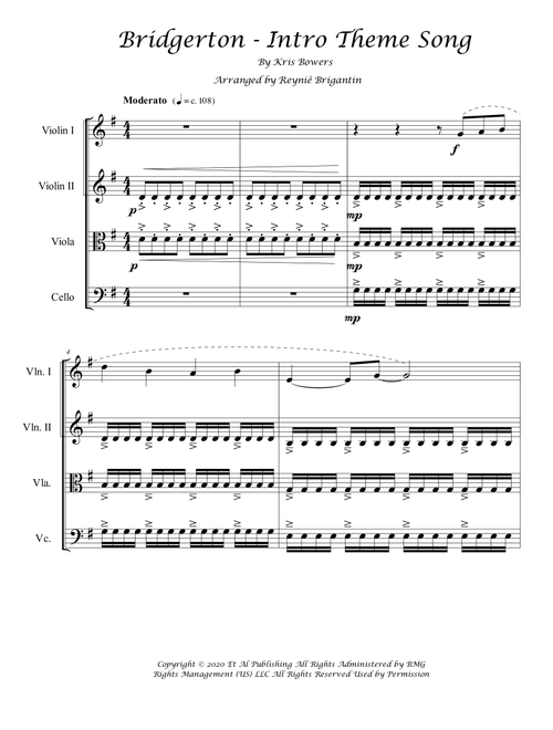 Bridgerton Theme (Arr. Reyniê Brigantin) - Kris Bowers (String Quartet)