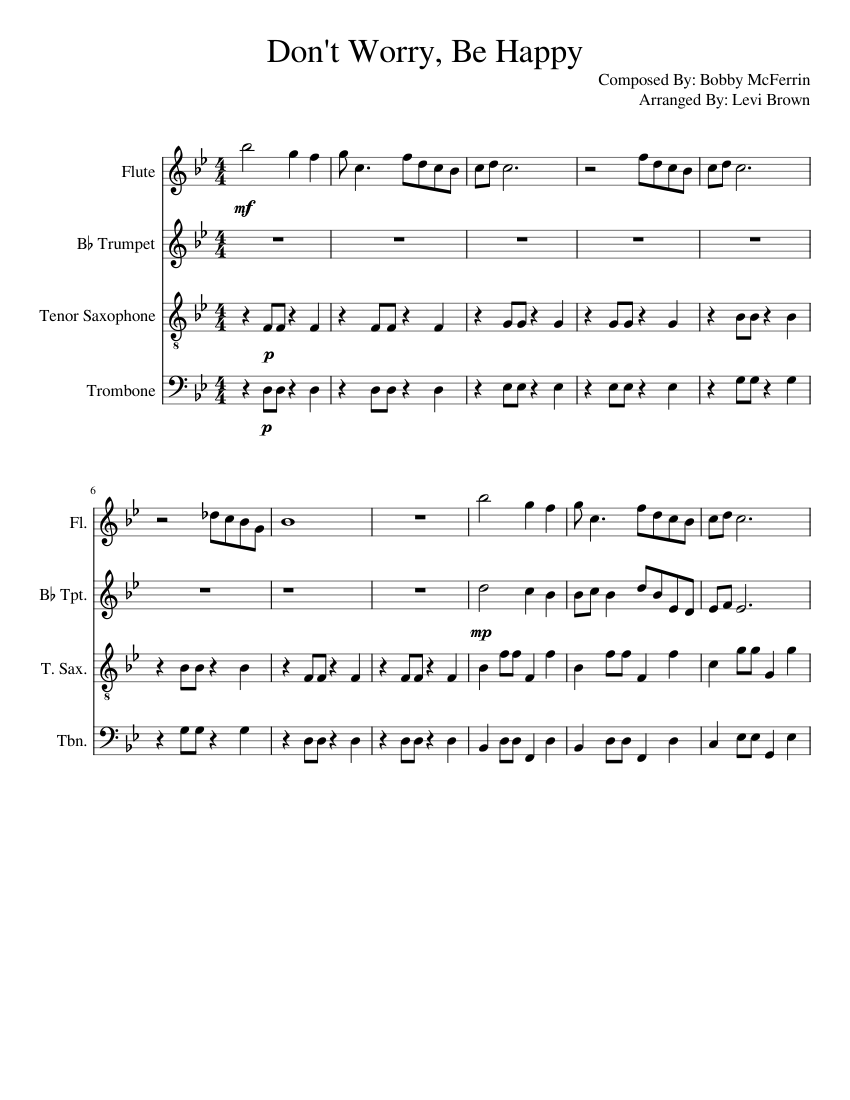 Don t Worry Be Happy Sheet Music For Trombone Flute Saxophone Tenor don-t-worry-be-happy-sheet-music-for-trombone-flute-saxophone-tenor