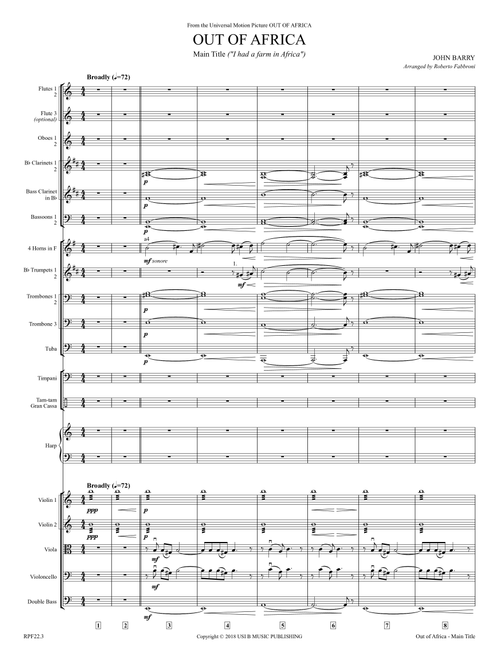 Main Title - Out Of Africa (Arr. Roberto Fabbroni) - John Barry (Full Orchestra)