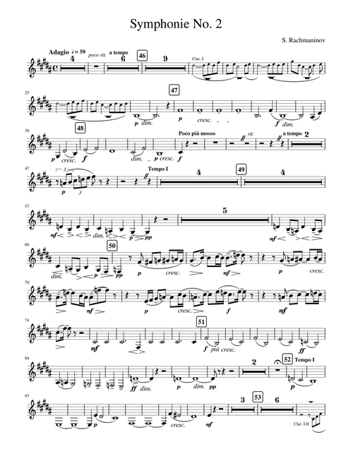 Rachmaninoff, Symphony No. 2, III. Adagio (Bass Clarinet in B)
