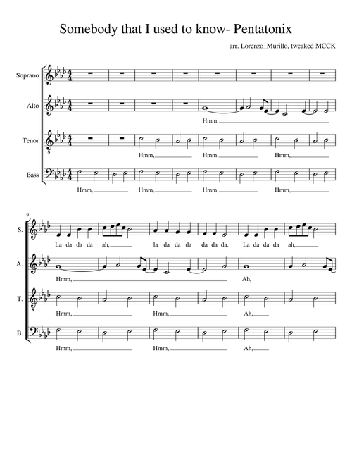 Somebody that I used to know- Pentatonix