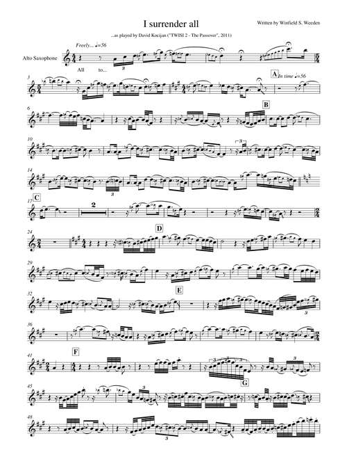 I surrender all (alto sax) (Arr. David Kocijan) - Winfield S. Weeden (Alto Sax Solo)