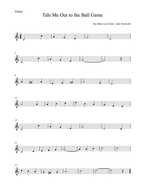 Take Me Out To The Ball Game (Arr. Alex Nunes Rodrigues) - Albert von Tilzer, Jack Norworth (Violin Solo)