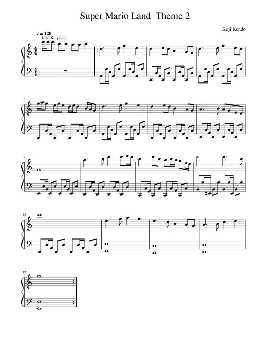 Super Mario Land Theme 2 Sheet music for Piano (Solo) | Musescore.com