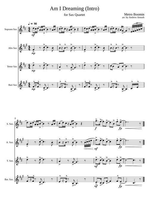Am I Dreaming (Intro) for Sax Quartet – Metro Boomin
