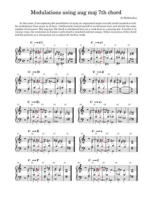 Modulations using aug maj 7th chord