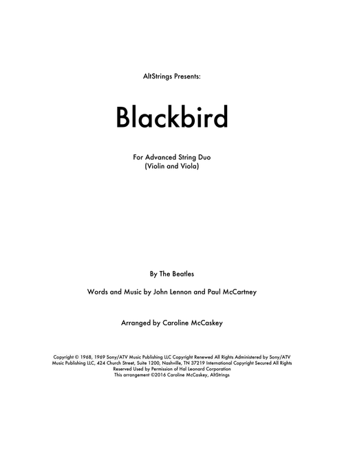 Blackbird (Arr. Caroline McCaskey) - Wings (Instrumental Duet)