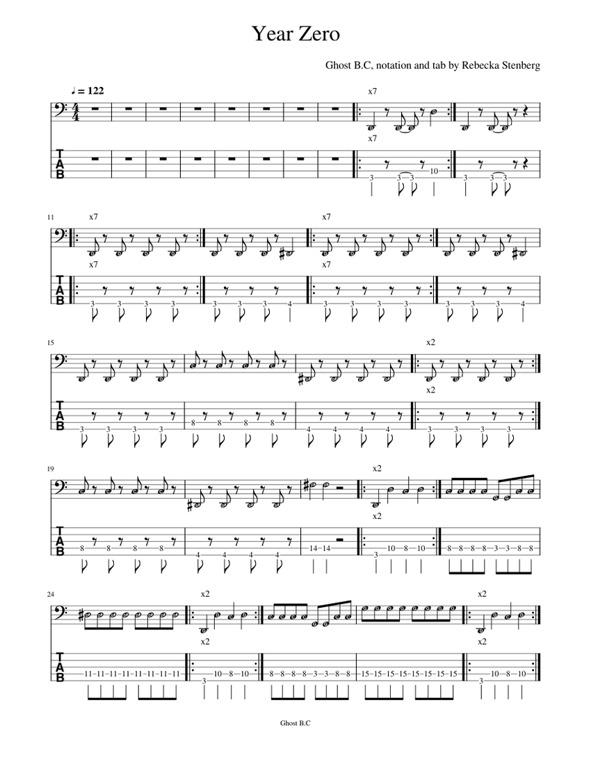 Year Zero Sheet music for Bass guitar (Solo) | Musescore.com