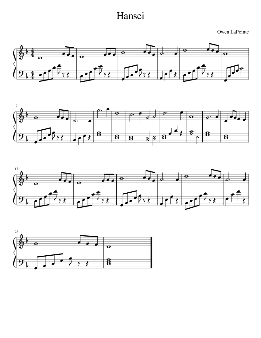 Hansei Sheet music for Piano (Solo) Easy | Musescore.com