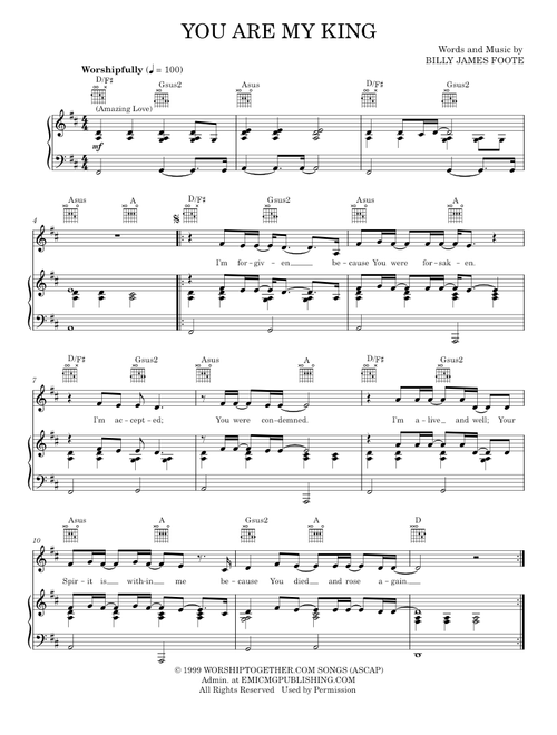 You are my king - Newsboys (Piano-Vocal-Guitar)