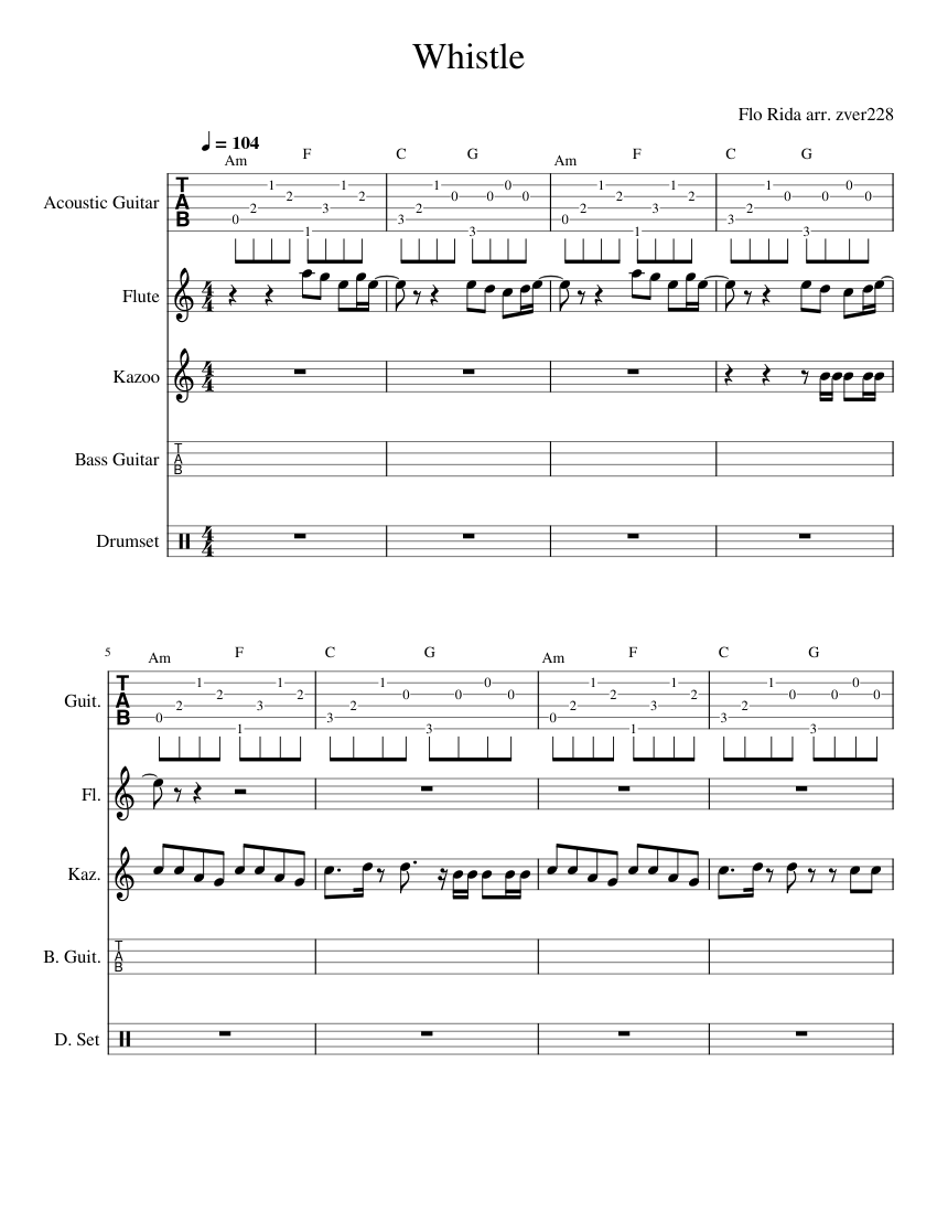 Whistle – Flo Rida - piano tutorial