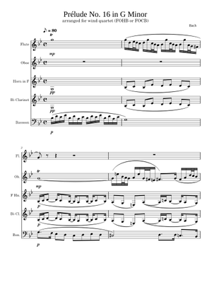 Prélude No. 16 BWV 885 in G Minor Sheet Music for Piano (Solo