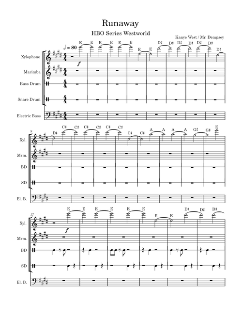 Runaway – Kanye West Runaway full score