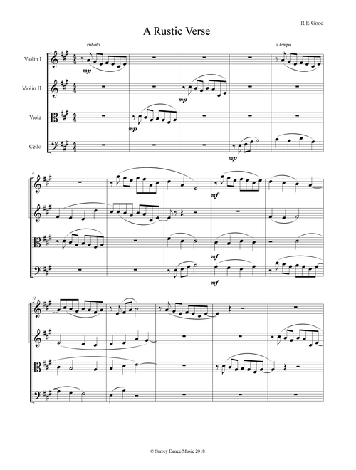 A Rustic Verse for String Quartet - Bob Good (String Quartet)
