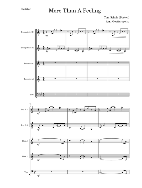 More Than A Feeling – Boston / for Brass Quintet